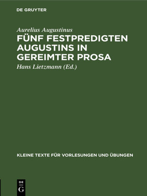 cover image of Fünf Festpredigten Augustins in gereimter Prosa